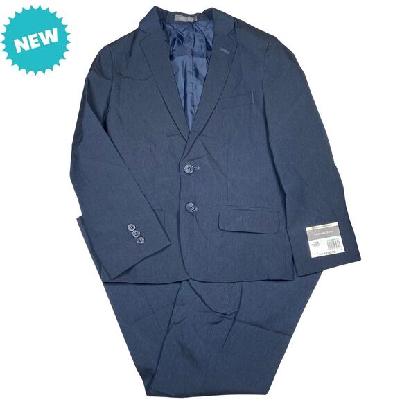 Van Heusen 2 Piece Suit Boys Size 8 Formal Single Breasted Blue Pinstriped NEW - Picture 1 of 6